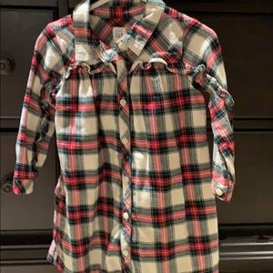 Flannel ruffle dress green red and black